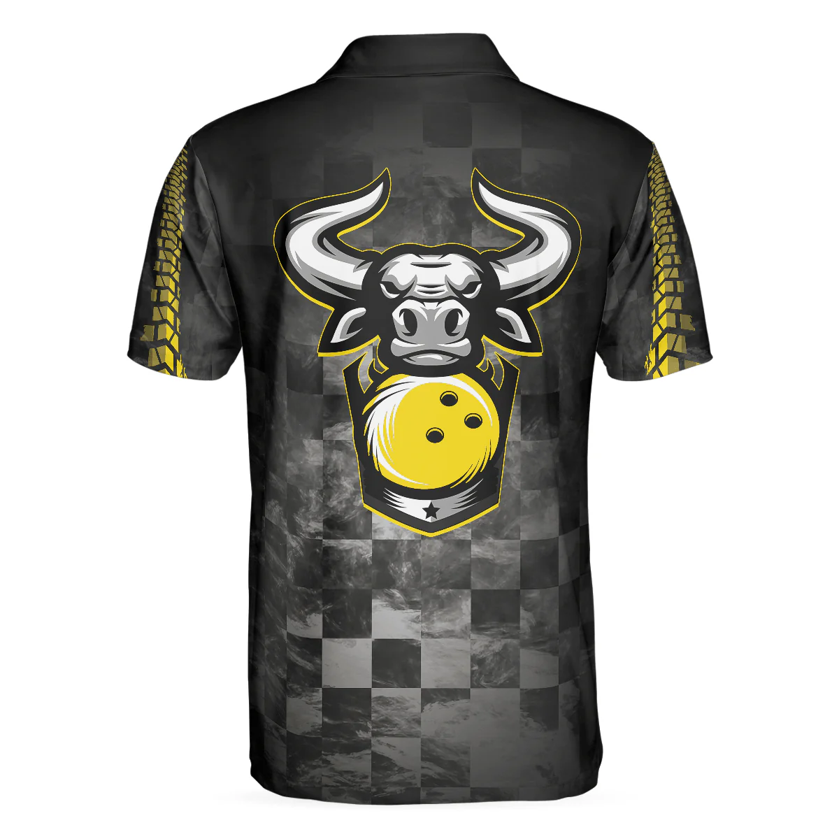 Bowling Men Polo Shirt - Bowling Bull Black And Yellow Bowling, Bull Polo Shirt Bowling Polo Shirt - Gift For Friend, Family, Bowling Lovers - Image 3