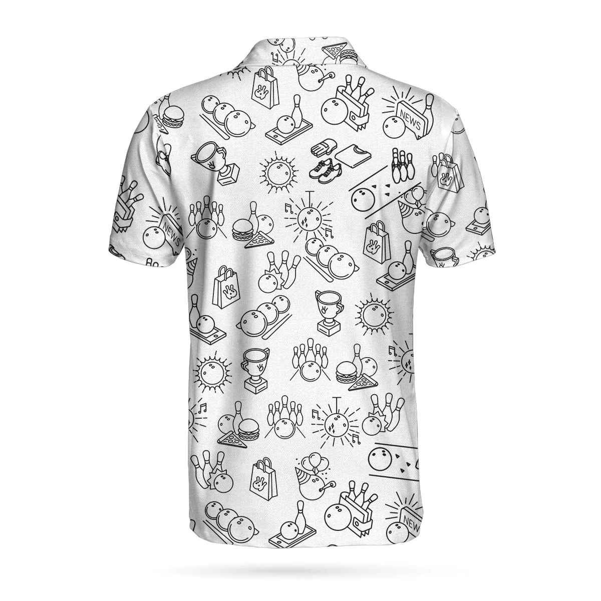 Bowling Men Polo Shirt, Bowling Icon Pattern Polo Shirt For Men, Perfect Gift For Bowling Lovers - Image 4