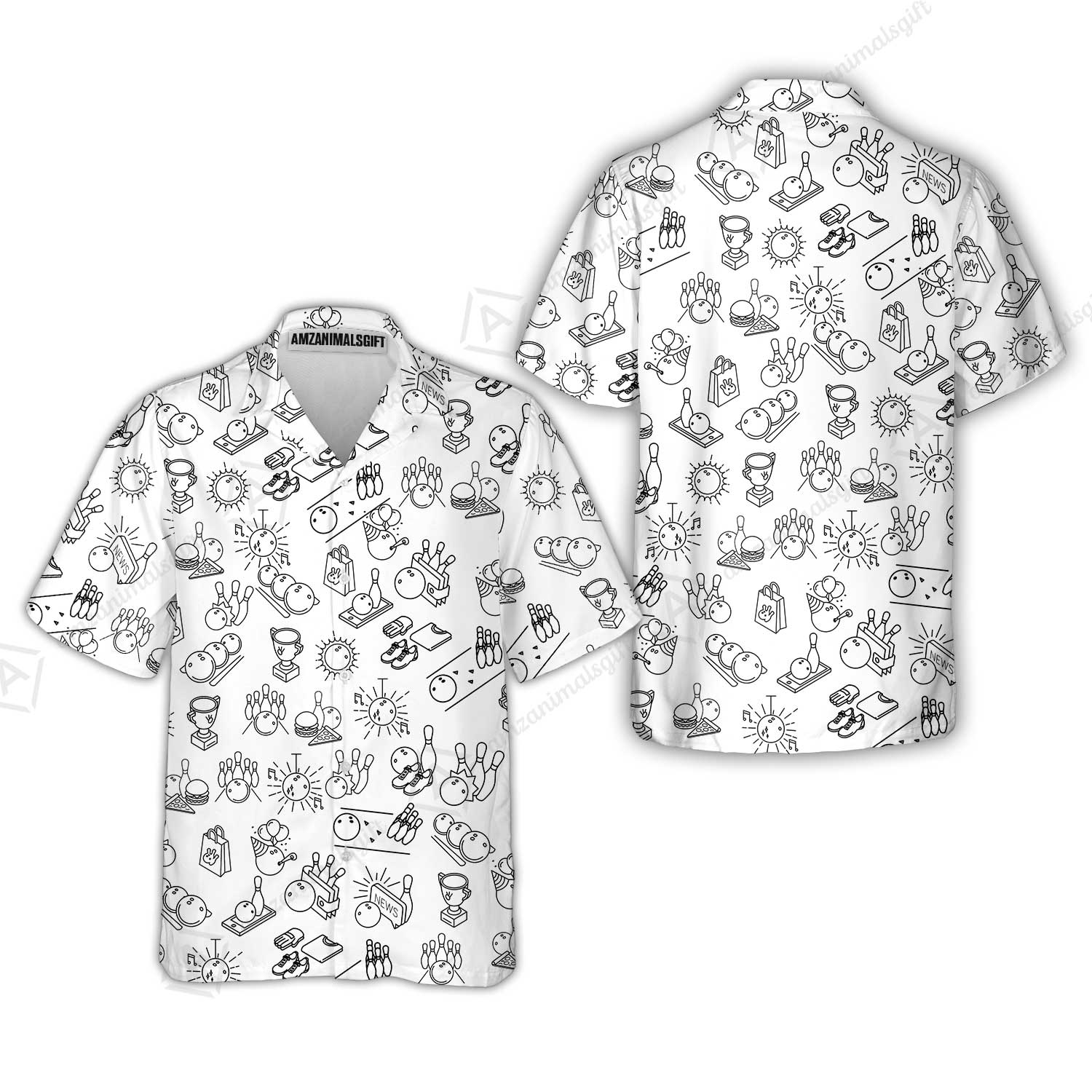 Bowling Men Polo Shirt, Bowling Icon Pattern Polo Shirt For Men, Perfect Gift For Bowling Lovers - Image 5