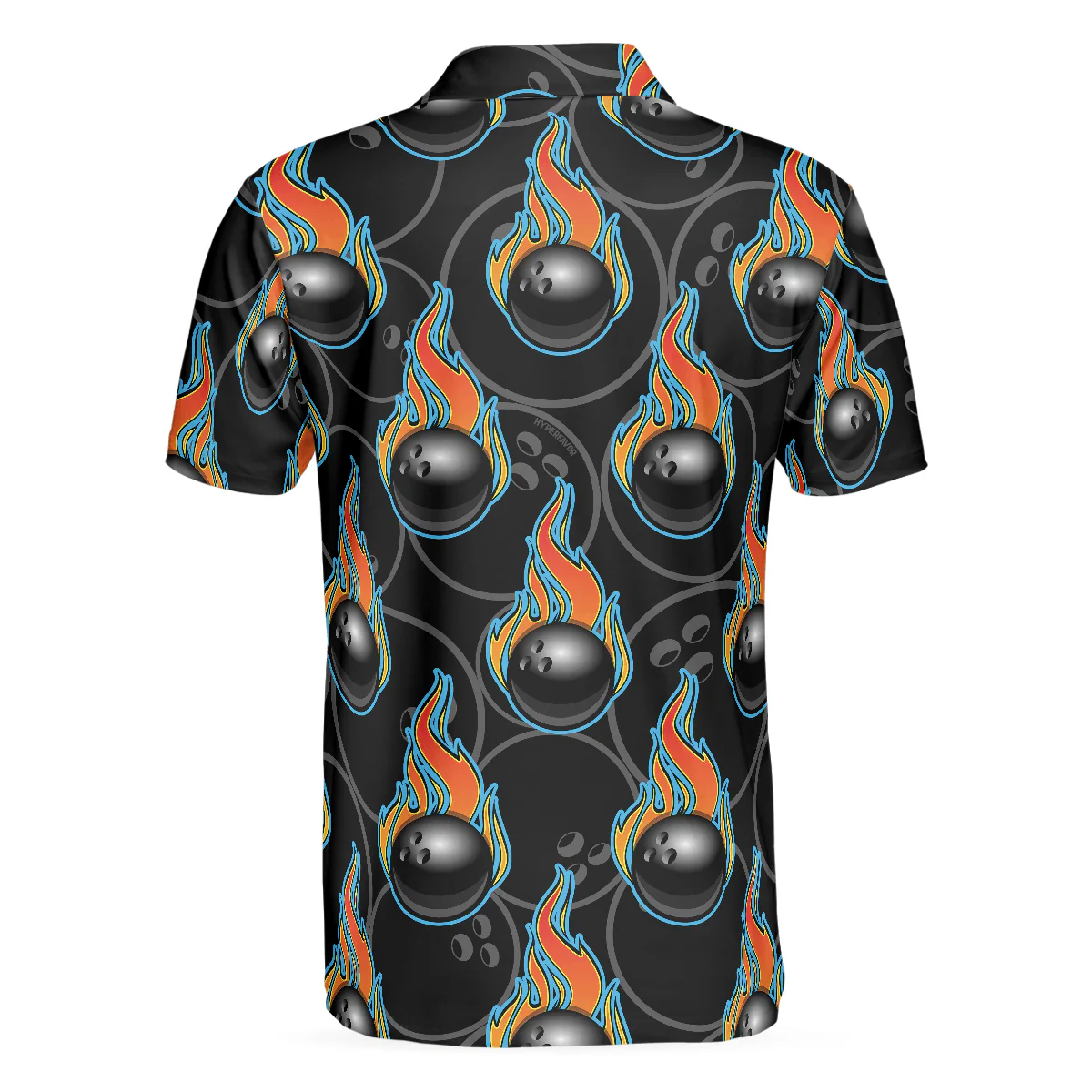 Bowling Men Polo Shirt - Bowling In Fire Seamless Pattern Bowling Polo Shirt - Perfect Gift For Friend, Family, Bowling Lovers - Image 3