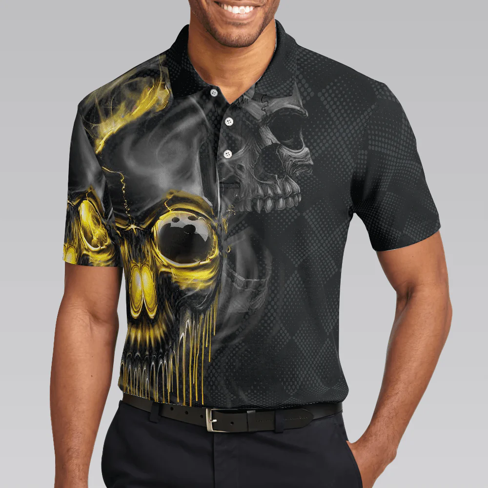 Bowling Men Polo Shirt - Bowling Shut Up Polo Shirt, Scary Halloween, Skull Bowling Polo Shirt - Gift For Friend, Family, Bowling Lovers - Image 5