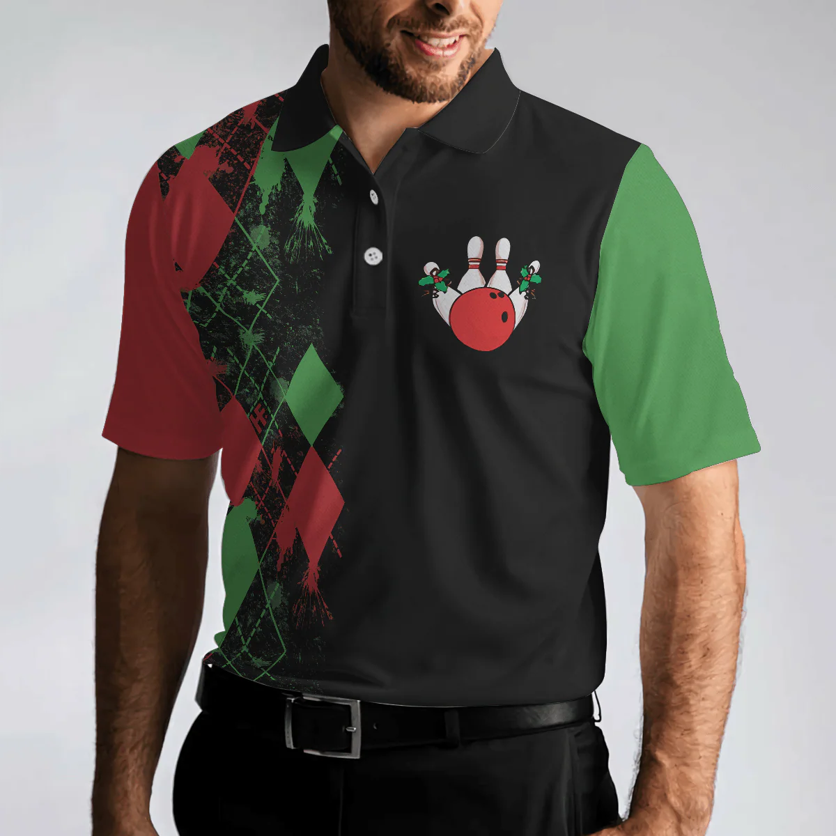 Bowling Men Polo Shirt - Christmas Themed, Best Christmas Gift Idea For Bowling Polo Shirt - Gift For Friend, Family, Bowling Lovers - Image 5