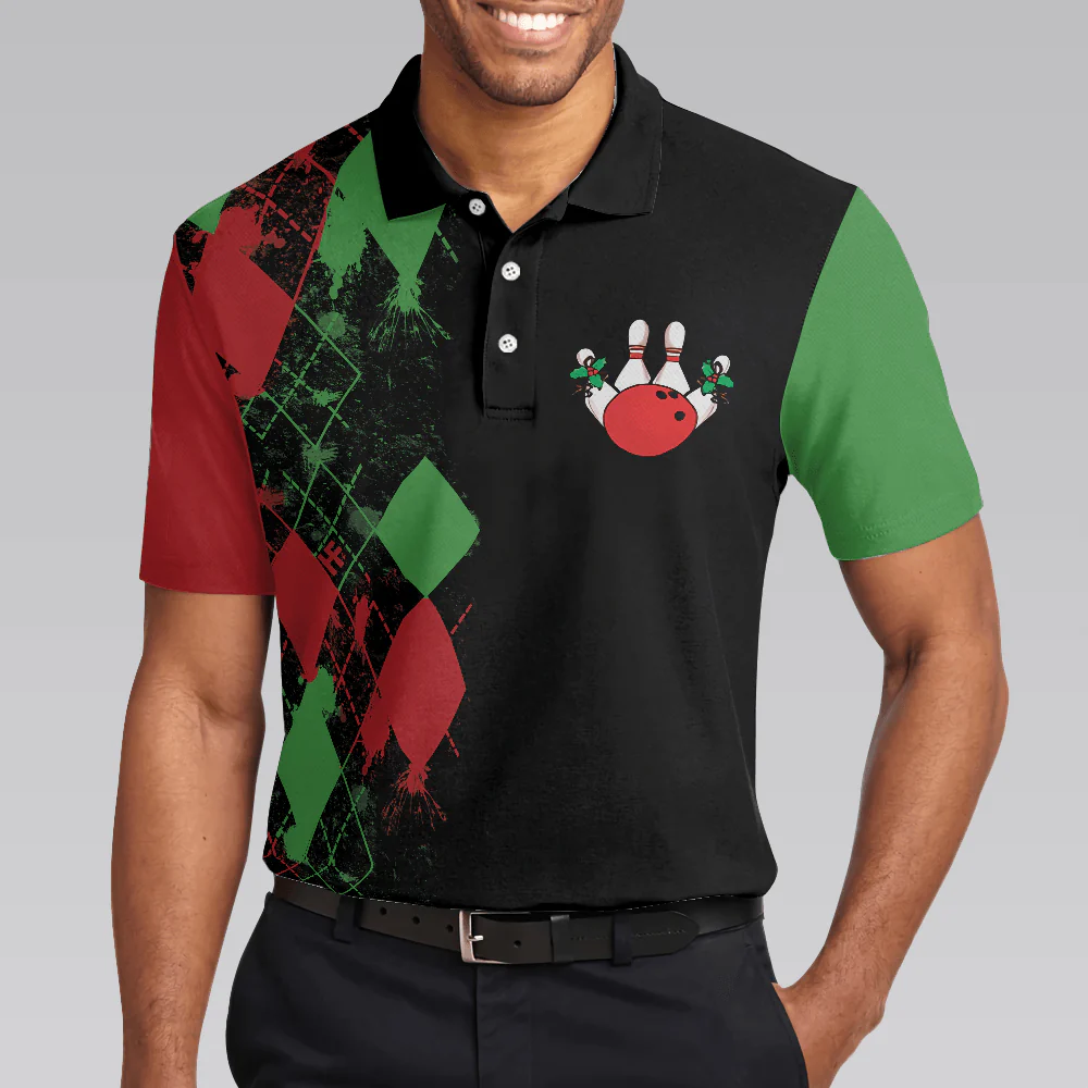 Bowling Men Polo Shirt - Christmas Themed, Best Christmas Gift Idea For Bowling Polo Shirt - Gift For Friend, Family, Bowling Lovers - Image 6