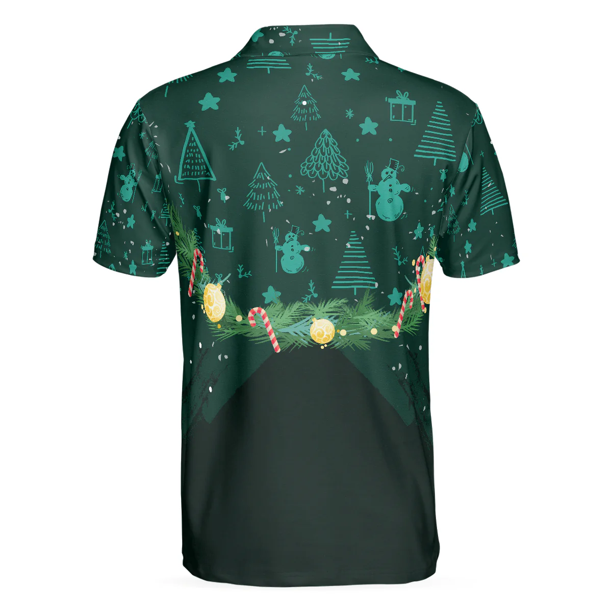 Bowling Men Polo Shirt - Christmas Wreath With Bowling Balls, Christmas Pattern Bowling Polo Shirt - Gift For Friend, Family, Bowling Lovers - Image 3