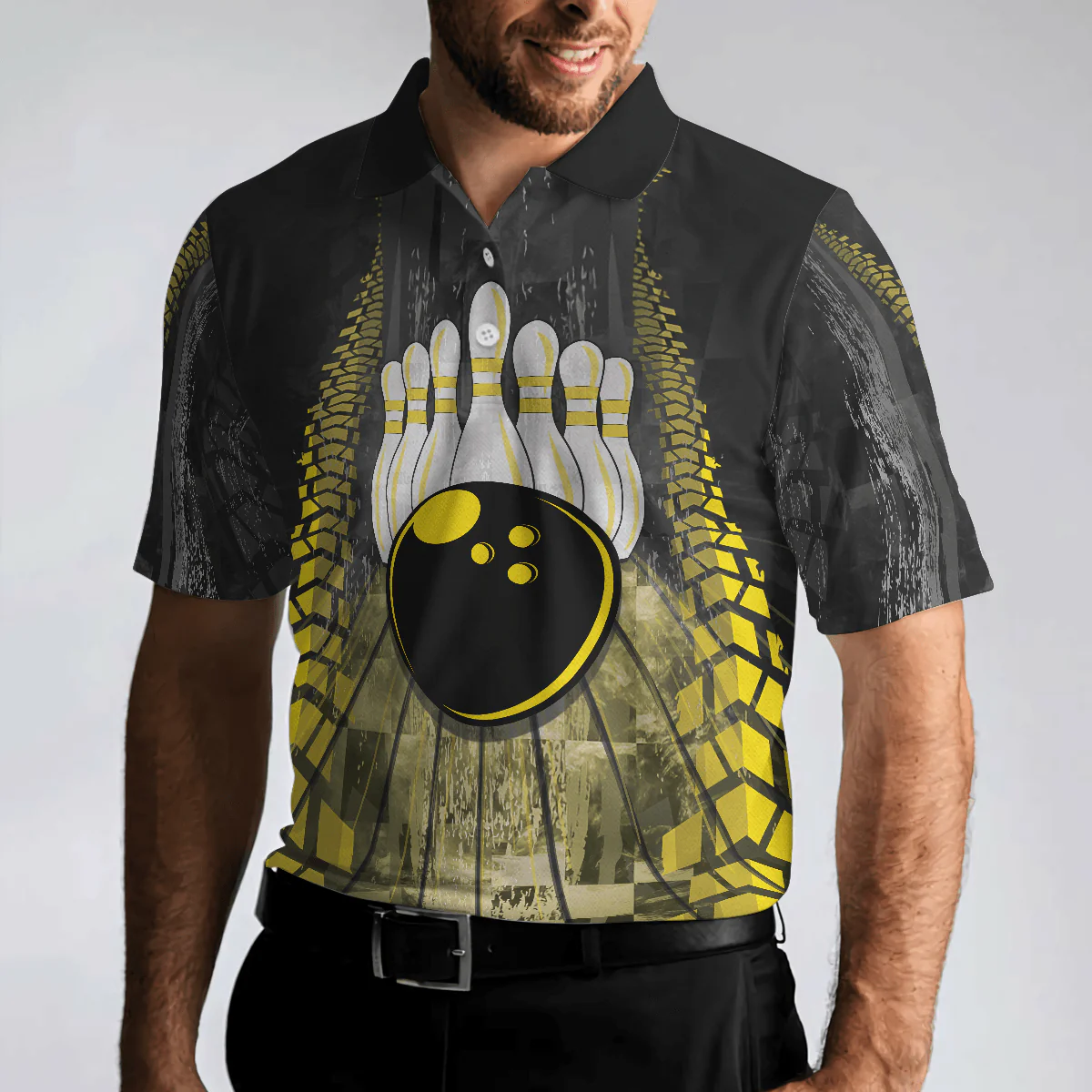 Bowling Men Polo Shirt - Clean Sweep Bowling Bull, Checker Pattern Bowling Polo Shirt - Gift For Friend, Family, Bowling Lovers - Image 5