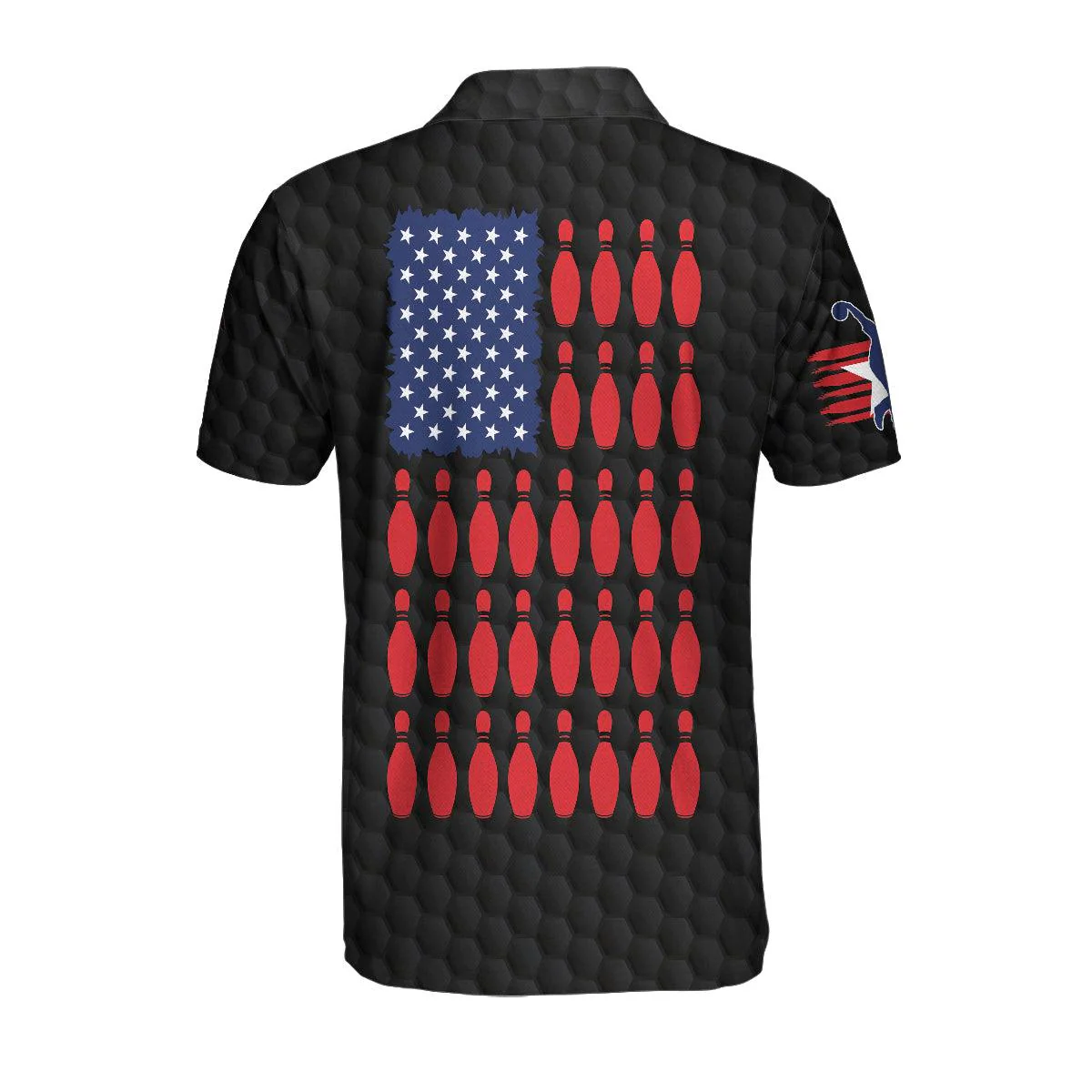 Bowling Men Polo Shirt Custom Name - Black American Flag Personalized Bowling Polo Shirt - Perfect Gift For Friend, Family, Bowling Lovers - Image 2