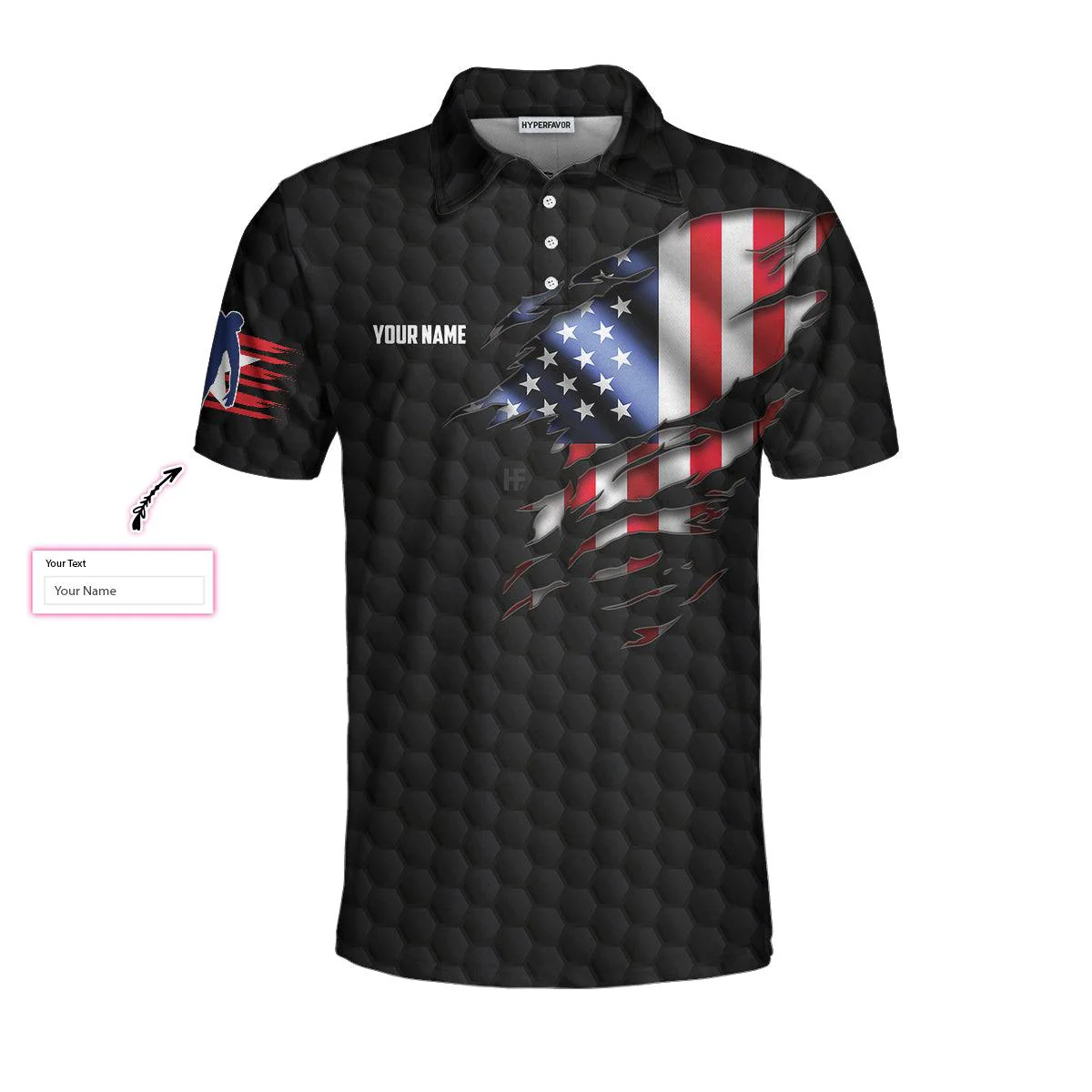 Bowling Men Polo Shirt Custom Name - Black American Flag Personalized Bowling Polo Shirt - Perfect Gift For Friend, Family, Bowling Lovers - Image 3