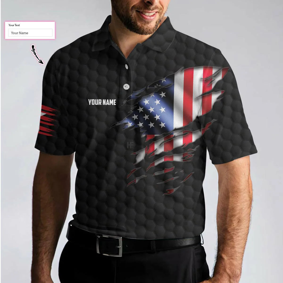 Bowling Men Polo Shirt Custom Name - Black American Flag Personalized Bowling Polo Shirt - Perfect Gift For Friend, Family, Bowling Lovers - Image 5