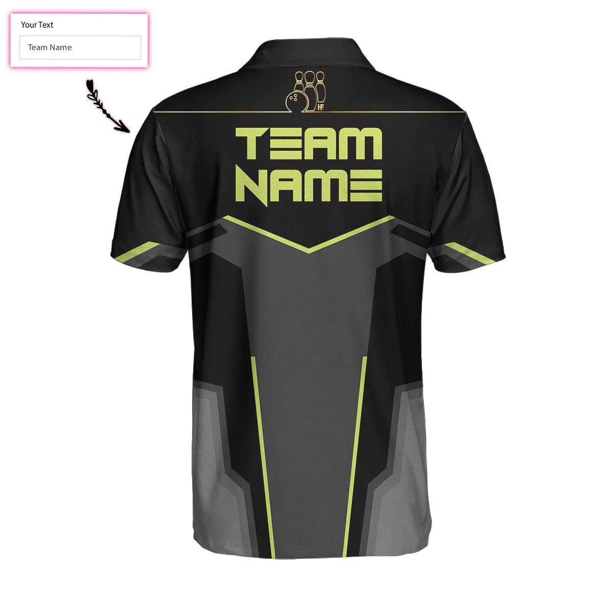 Bowling Men Polo Shirt Custom Name - Slow Roll Black And Golden Pattern Personalized Bowling Polo Shirt - Gift For Friend, Family, Bowling Lovers - Image 3