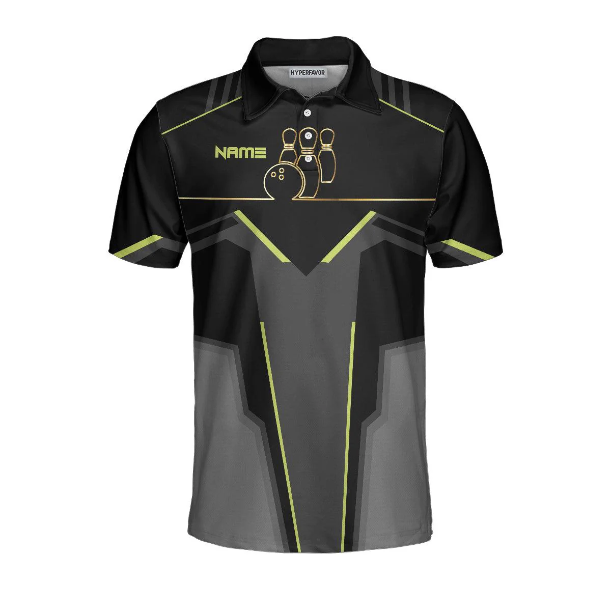 Bowling Men Polo Shirt Custom Name - Slow Roll Black And Golden Pattern Personalized Bowling Polo Shirt - Gift For Friend, Family, Bowling Lovers - Image 5