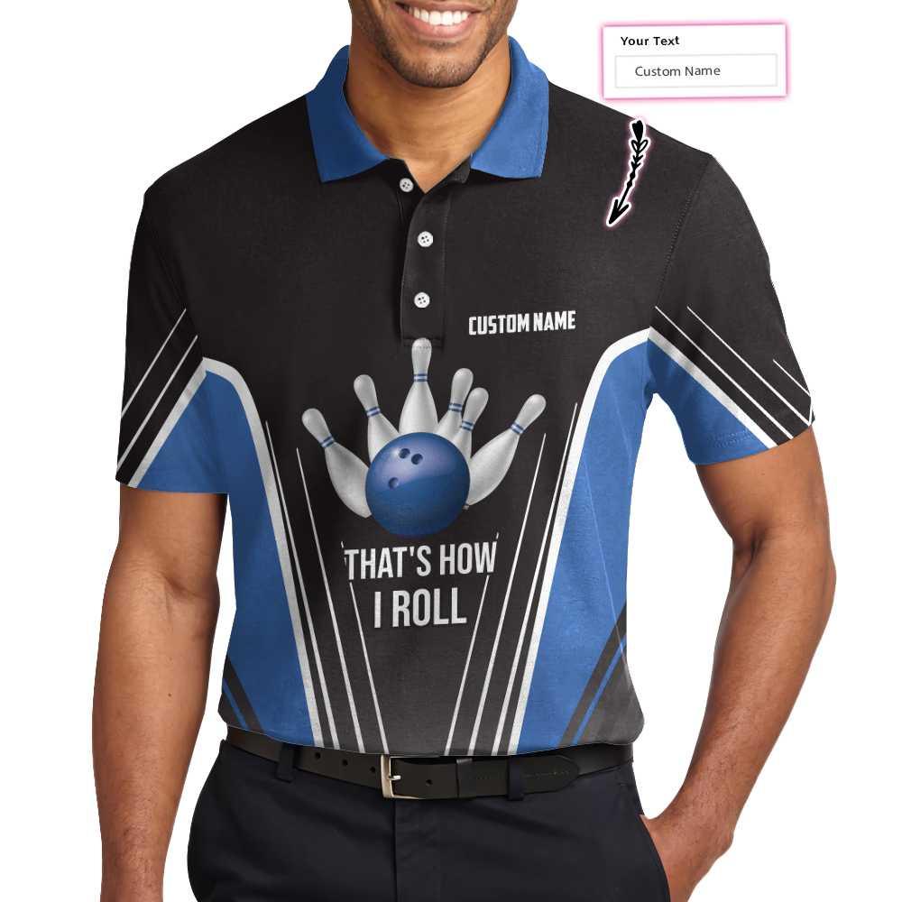 Bowling Men Polo Shirt Custom Name - Ten Pin Bowling Shirt, Black And Blue Bowling Personalized Bowling Polo Shirt - Gift For Friend, Family, Bowling Lovers - Image 5