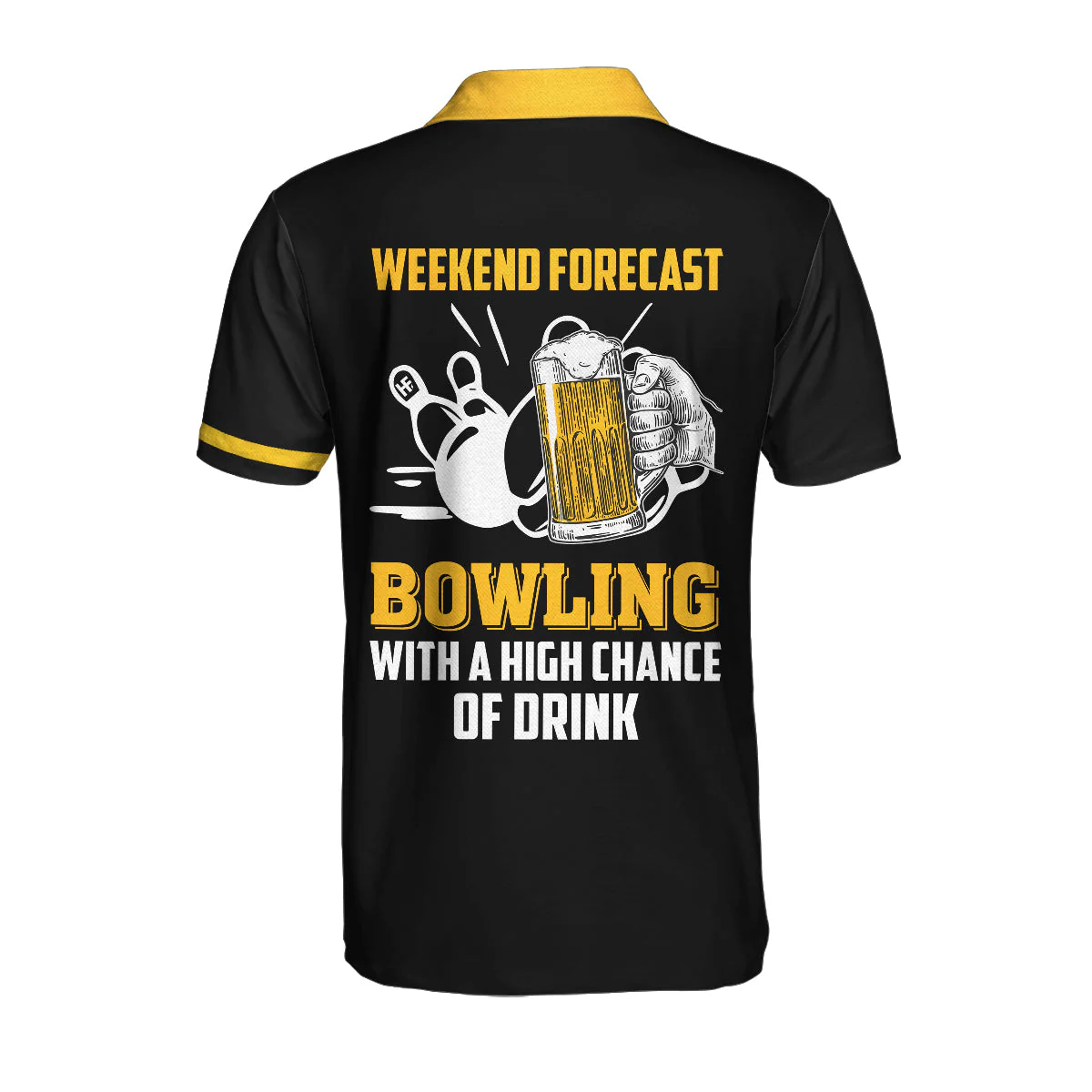 Bowling Men Polo Shirt Custom Name - Weekend Forecast Bowling With A Big Chance of Drinking Personalized Bowling Polo Shirt - Gift For Friend, Family, Bowling Lovers - Image 3