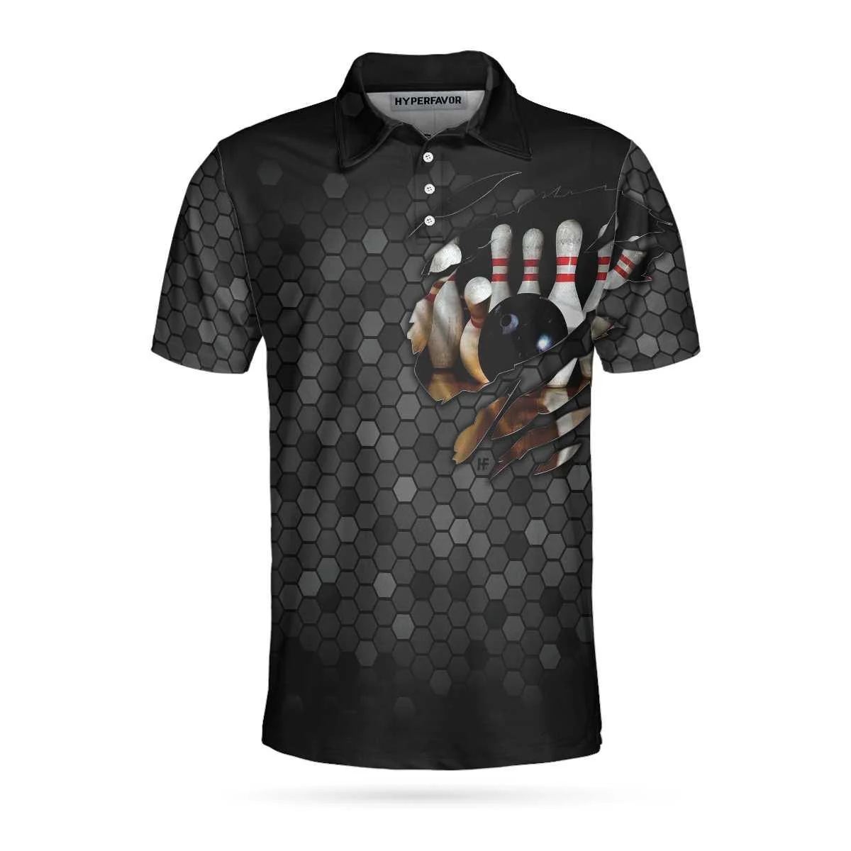Bowling Men Polo Shirt - I Don't Give A Split Polo Shirt, Black Skull Bowling Polo Shirt - Gift For Friend, Family, Bowling Lovers - Image 2