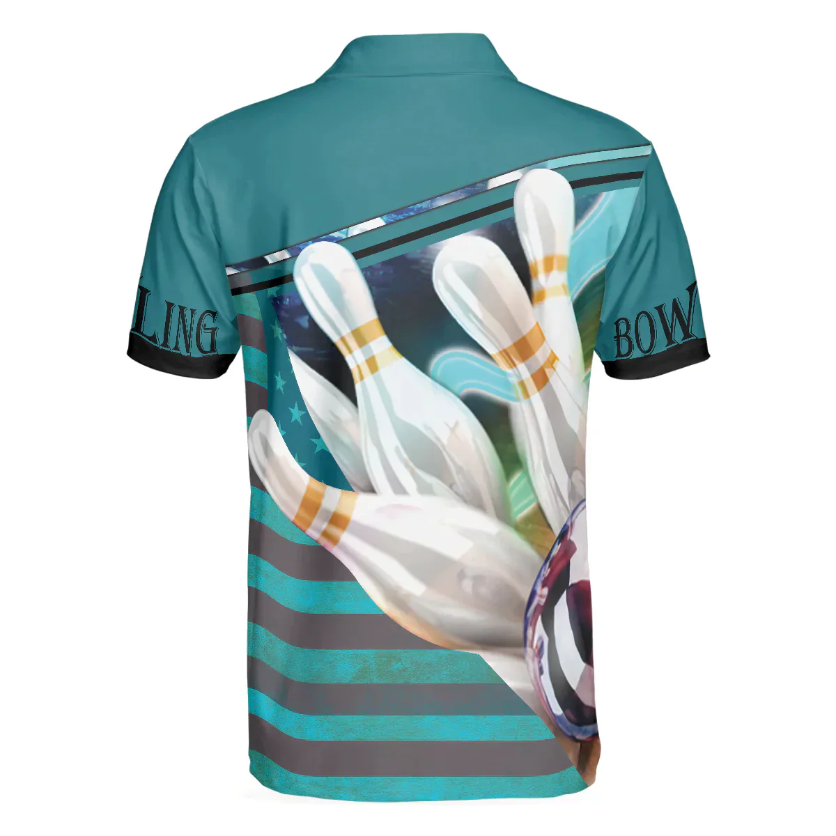 Bowling Men Polo Shirt - Love Bowling Polo Shirt, Blue American Flag Bowling Polo Shirt - Gift For Friend, Family, Bowling Lovers - Image 5