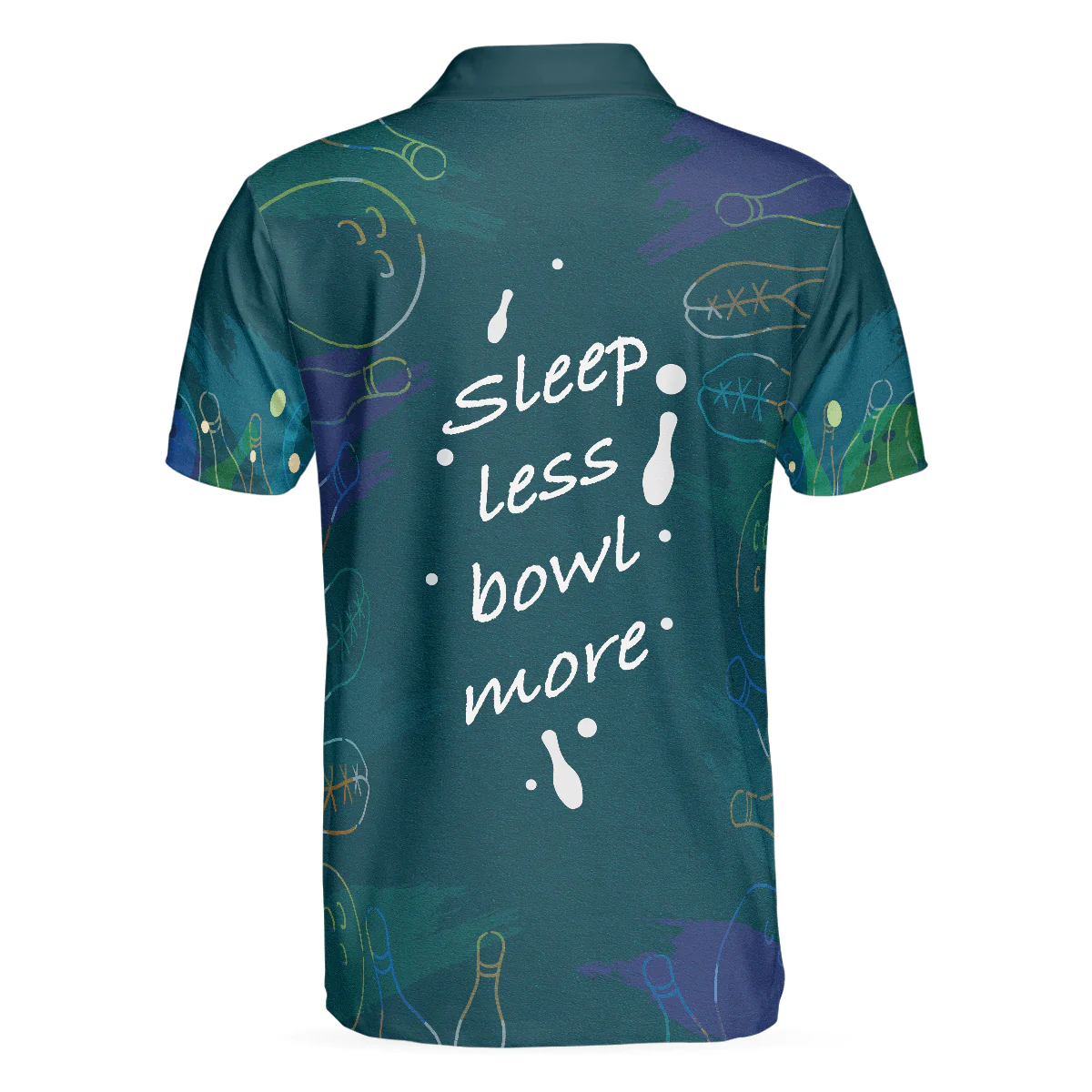 Bowling Men Polo Shirt - Sleep Less Bow More Mens Green Bowling Polo Shirt - Gift For Friend, Family, Bowling Lovers - Image 3