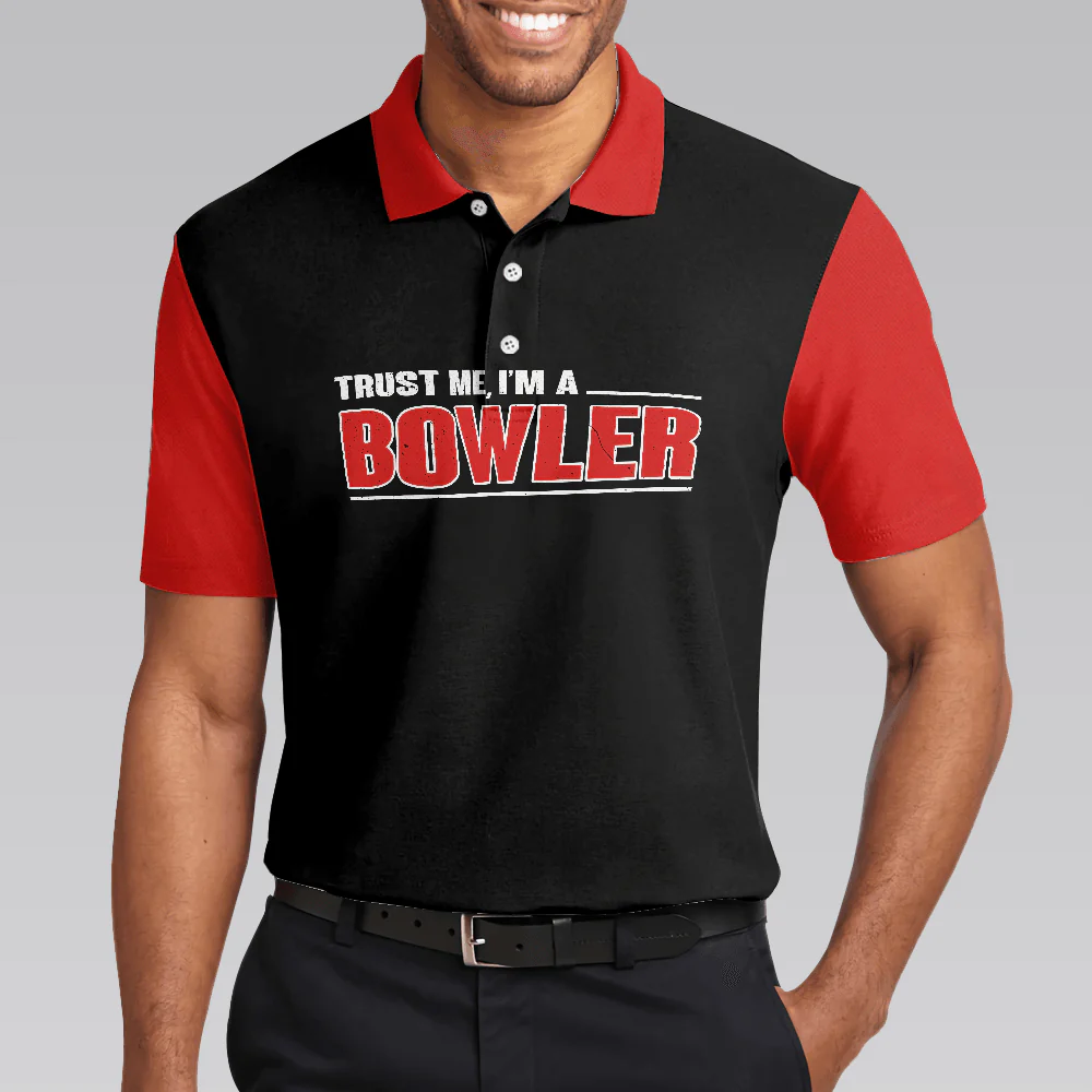 Bowling Men Polo Shirt - Sleep With Bowler Polo Shirt, Black And Red Bowling Polo Shirt - Gift For Friend, Family, Bowling Lovers - Image 5