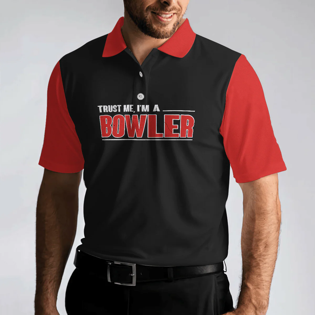 Bowling Men Polo Shirt - Sleep With Bowler Polo Shirt, Black And Red Bowling Polo Shirt - Gift For Friend, Family, Bowling Lovers - Image 6