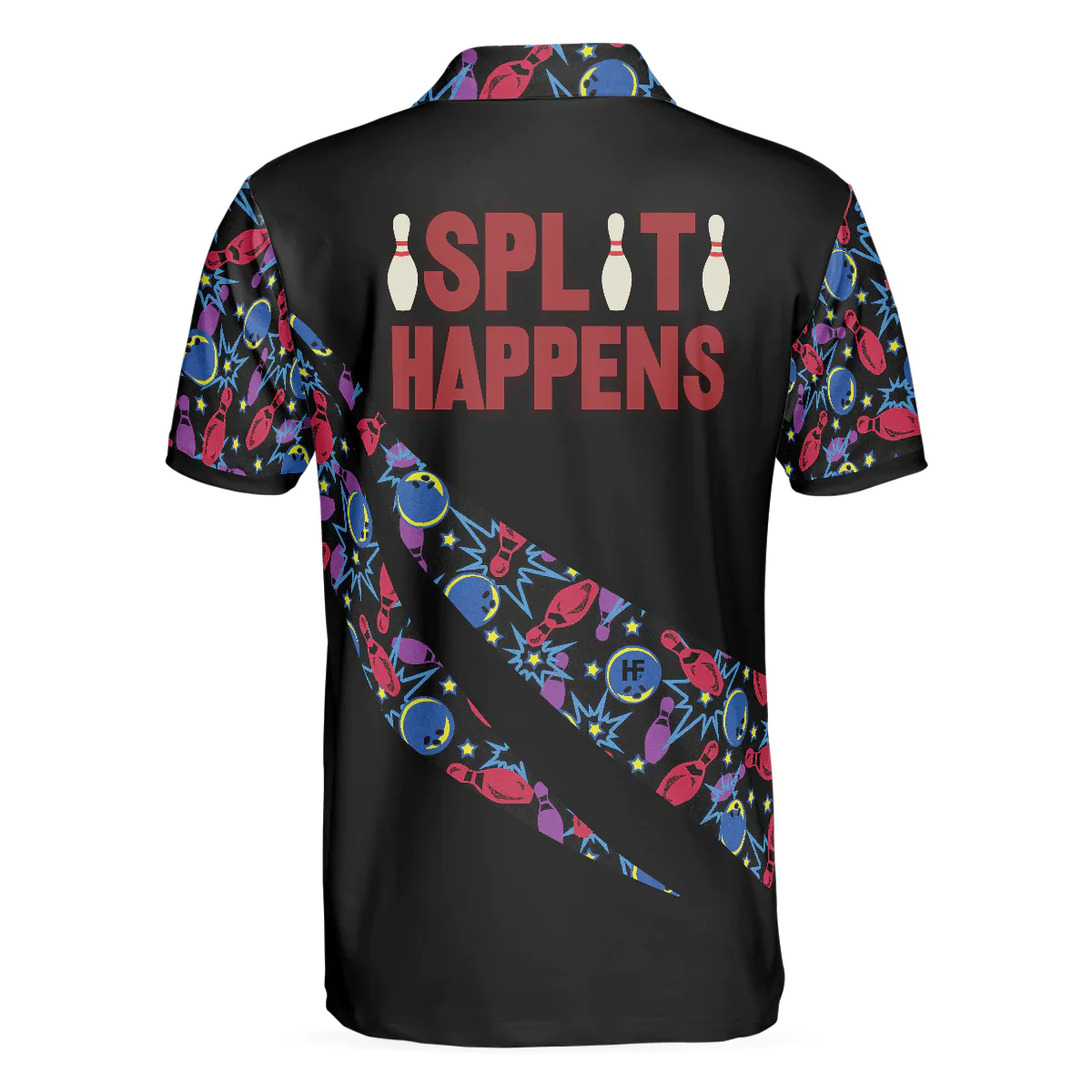 Bowling Men Polo Shirt - Split Happen Polo Shirt, Bowling Ball & Pin Seamless Pattern Bowling Polo Shirt - Gift For Friend, Family, Bowling Lovers - Image 4