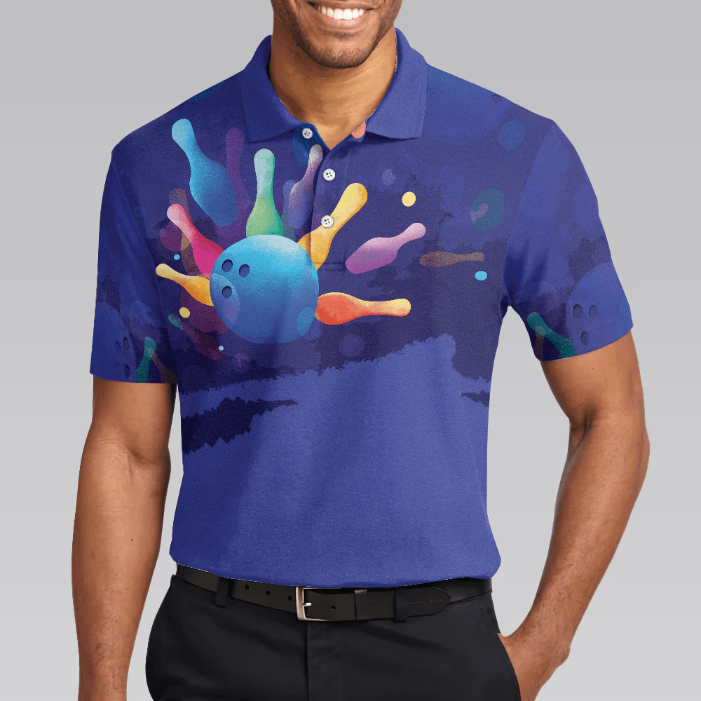 Bowling Men Polo Shirt - This is how I roll Mens Blue Bowling Polo Shirt - Gift For Friend, Family, Bowling Lovers - Image 6