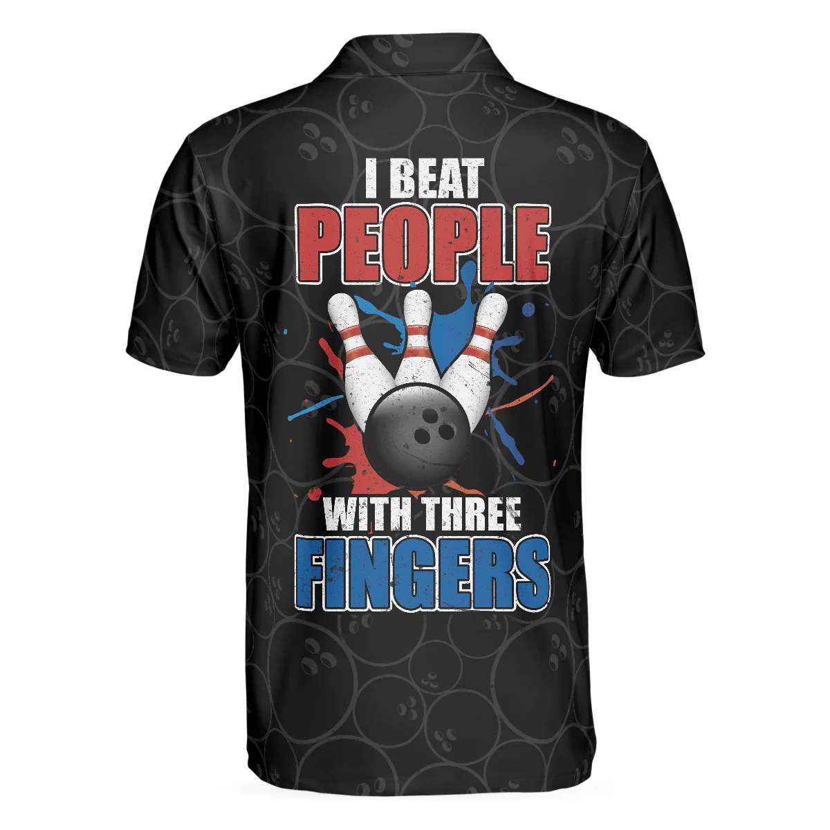 Bowling Men Polo Shirt - Three Fingers Bowling Polo Shirt, Black Bowling American Flag Bowling Polo Shirt - Gift For Friend, Family, Bowling Lovers - Image 3