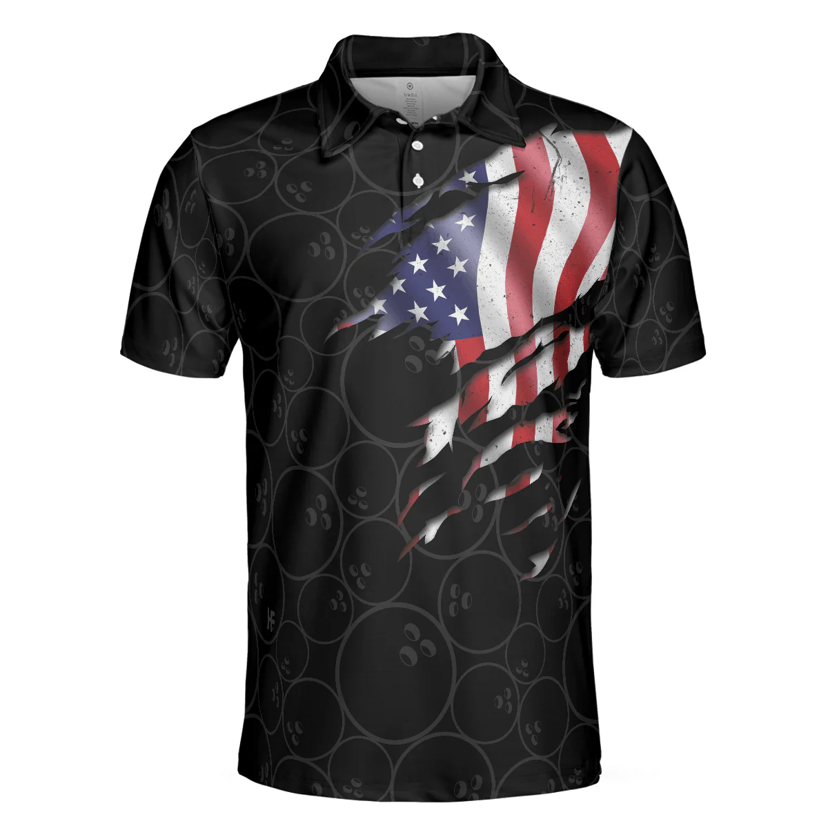 Bowling Men Polo Shirt - Three Fingers Bowling Polo Shirt, Black Bowling American Flag Bowling Polo Shirt - Gift For Friend, Family, Bowling Lovers - Image 4