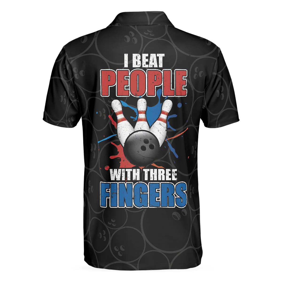 Bowling Men Polo Shirt - Three Fingers Bowling Polo Shirt, Black Bowling Polo Shirt - Gift For Friend, Family, Bowling Lovers - Image 3
