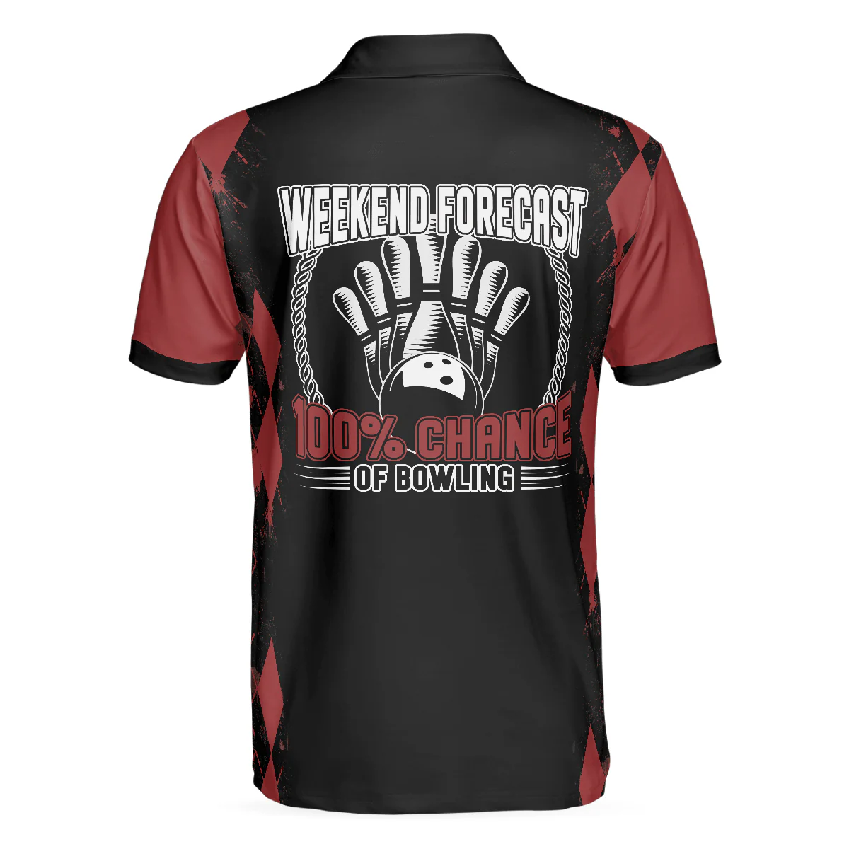 Bowling Men Polo Shirt - Weekend Forecast Chance Of Bowling Polo Shirt, Red Argyle Bowling Polo Shirt - Gift For Friend, Family, Bowling Lovers - Image 3