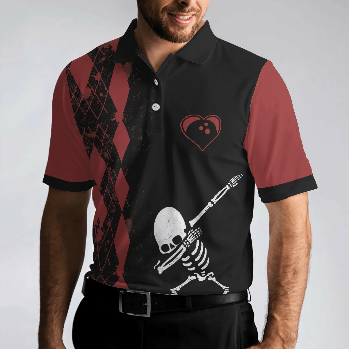 Bowling Men Polo Shirt - Weekend Forecast Chance Of Bowling Polo Shirt, Red Argyle Bowling Polo Shirt - Gift For Friend, Family, Bowling Lovers - Image 5
