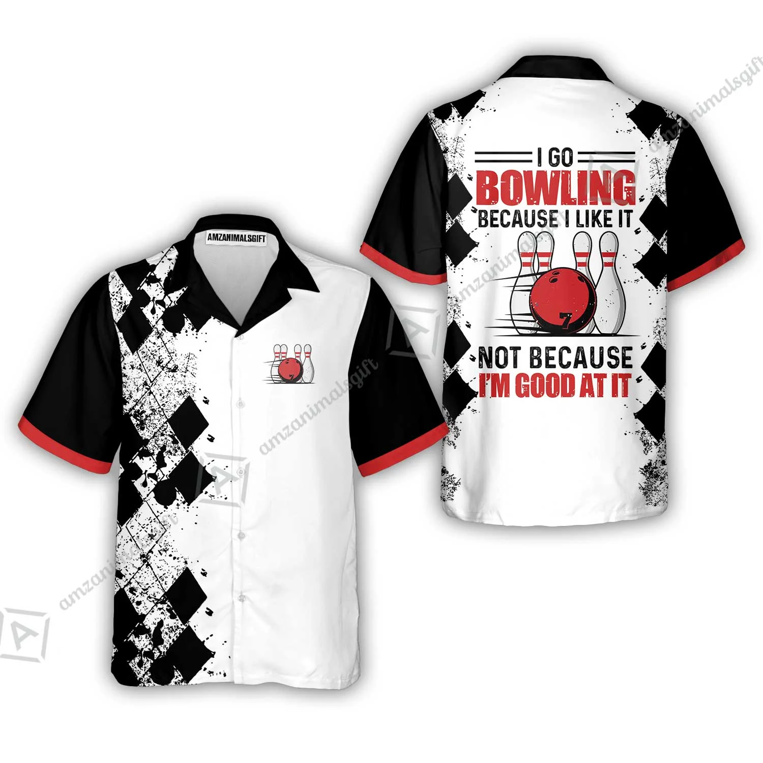 Bowling Sweatshirt - I Go Bowling Because I Like It Sweatshirt, Black Argyle Pattern Shirt Design, Best Bowling Shirt - Image 7