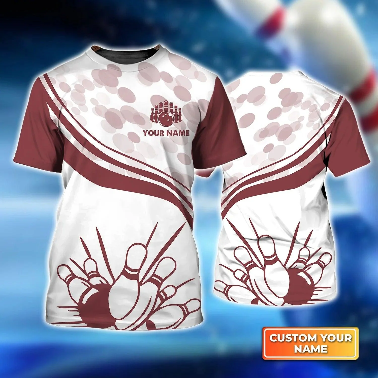 Bowling T shirt Custom Name - Red Bowling Personalized T-shirt - Gift For Friend, Family, Bowling Lovers
