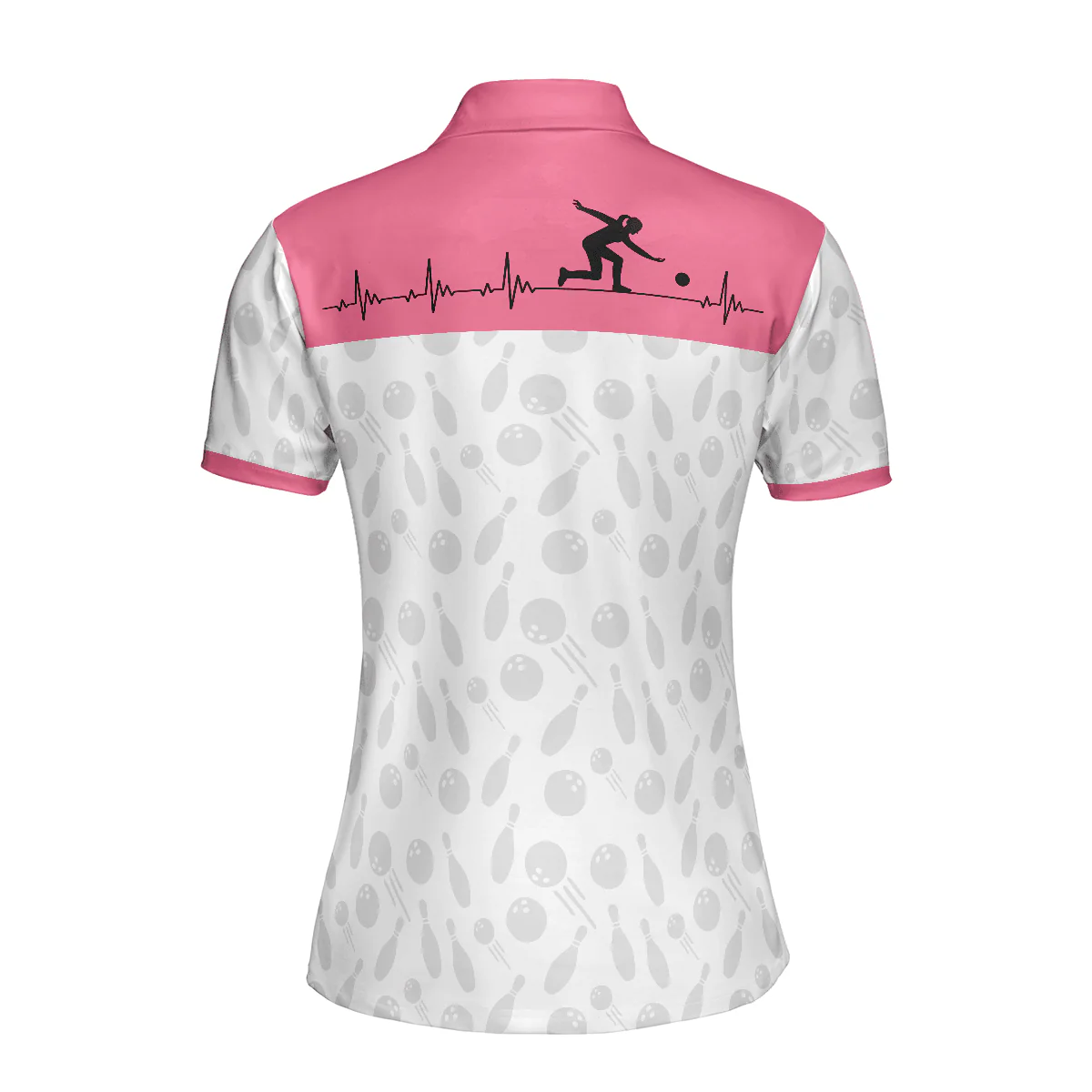 Bowling Women Polo Shirt - Bowling Is My Heart Bowling Polo Shirt, Bowling Balls And Pins Pattern Bowling Polo Shirt - Gift For Wife, Family, Bowling Lovers - Image 3