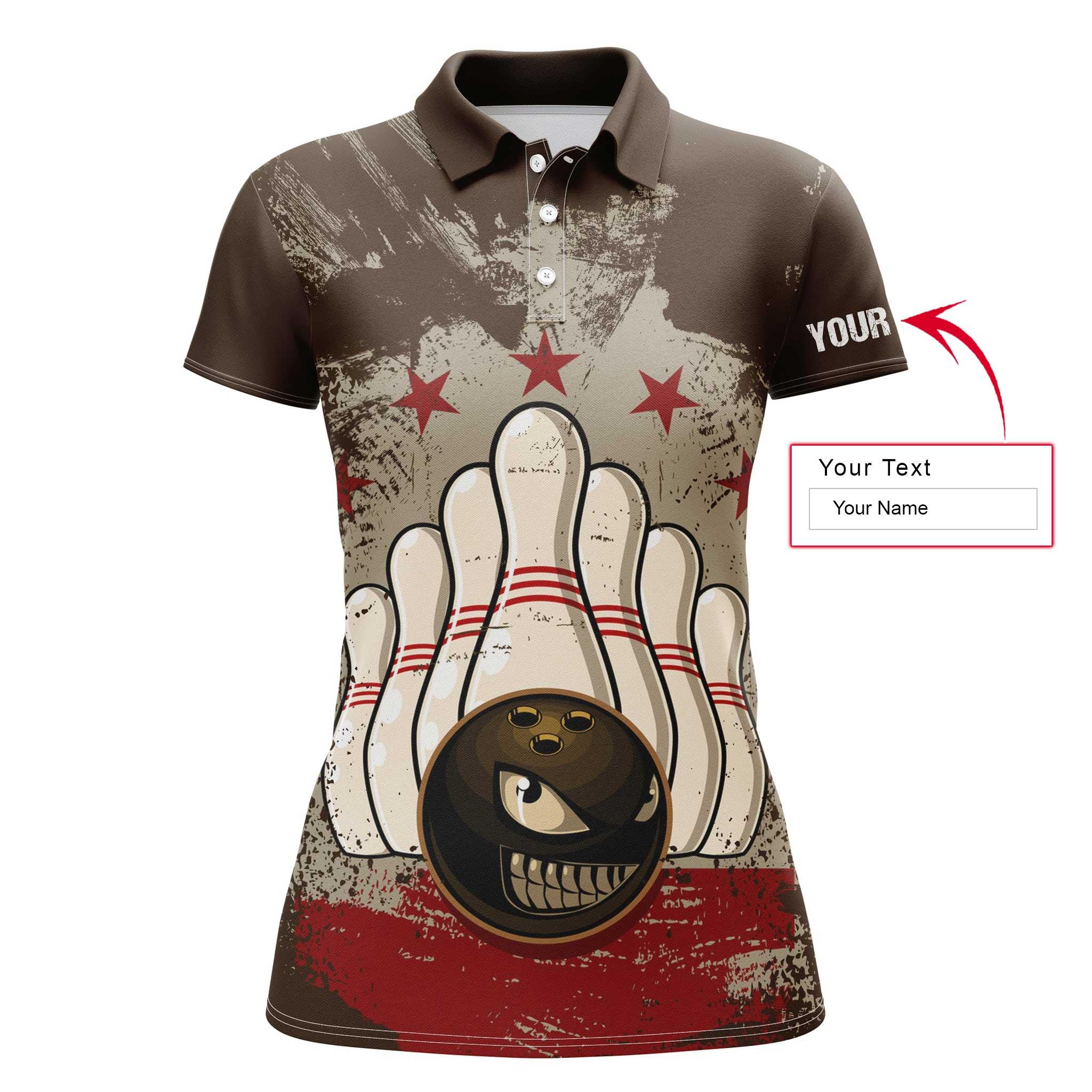 Bowling Women Polo Shirt Custom Name - Retro Bowling Personalized Bowling Polo Shirt - Gift For Friend, Family, Bowling Lovers