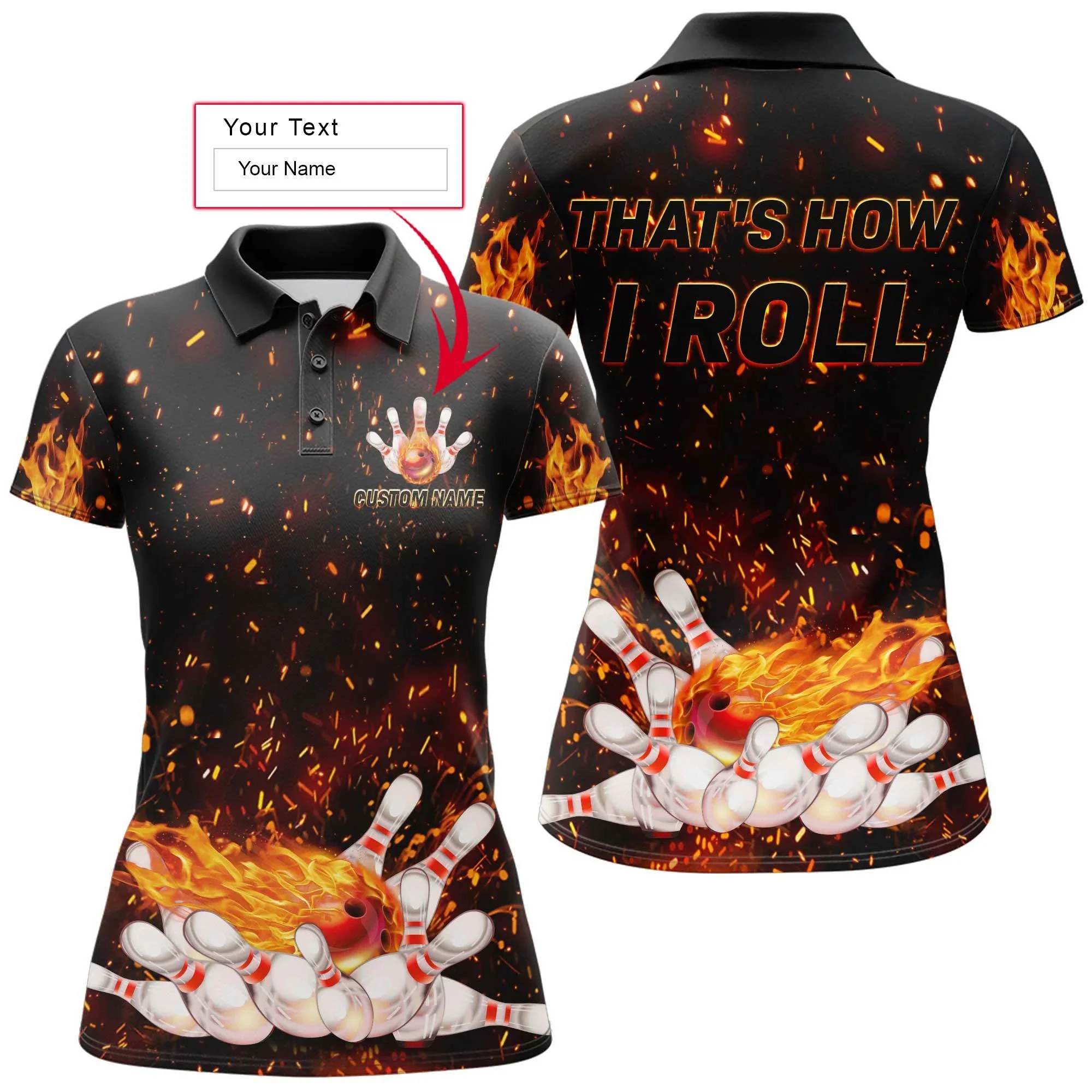 Bowling Women Polo Shirt Custom Name - That's How I Roll Personalized Bowling Polo Shirt - Gift For Friend, Family, Bowling Lovers