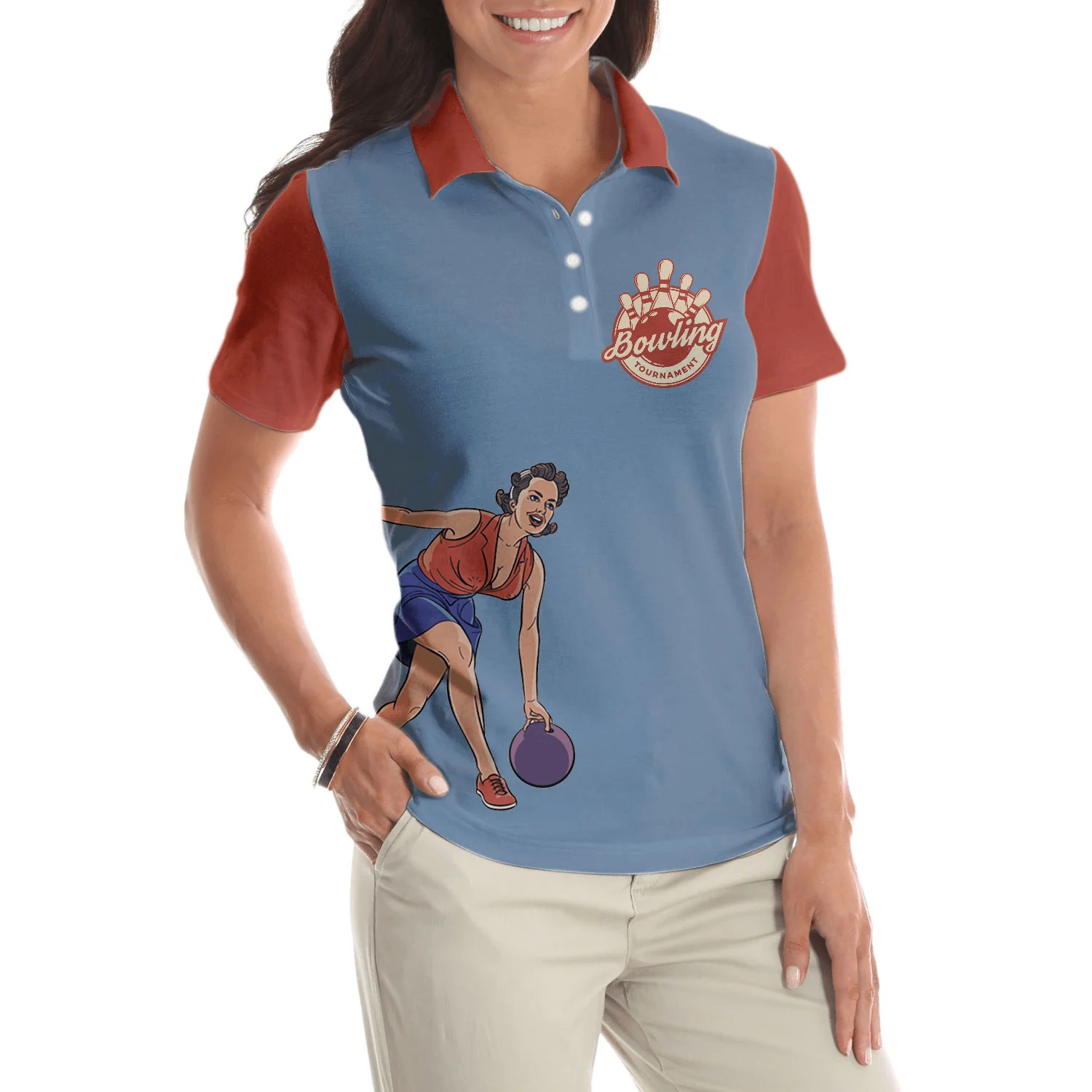Bowling Women Polo Shirt - Funny Bowling Women Polo Shirt, Grab Your Balls We're Going Bowling Polo Shirt - Gift For Wife, Family, Bowling Lovers - Image 6