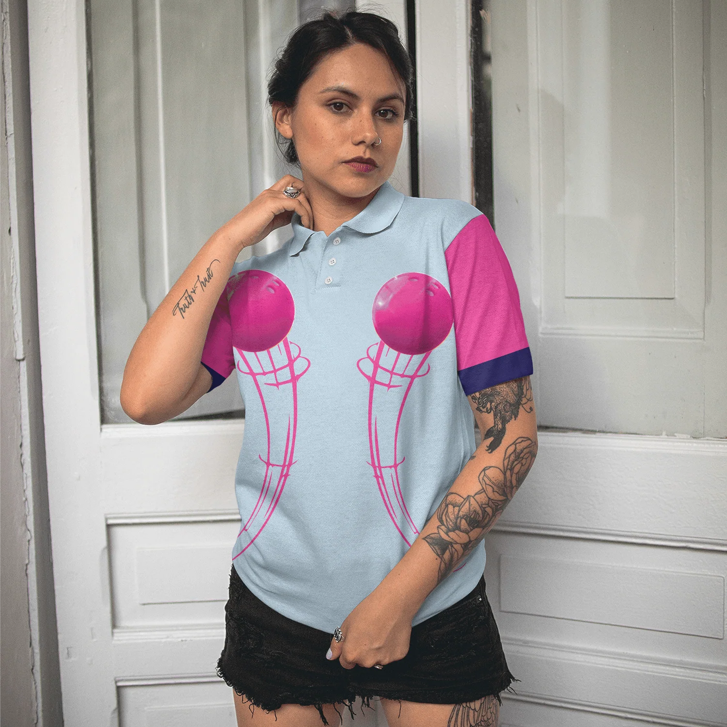 Bowling Women Polo Shirt - Watch Out This Girl Knows Bowling Polo Shirt - Gift For Wife, Family, Bowling Lovers - Image 6