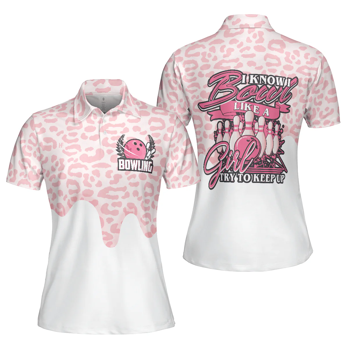Bowling Women Polo Shirt - Women Bowling Polo Shirt, I Bowl Like A Girl Try To Keep Up Bowling Polo Shirt - Gift For Wife, Family, Bowling Lovers - Image 2