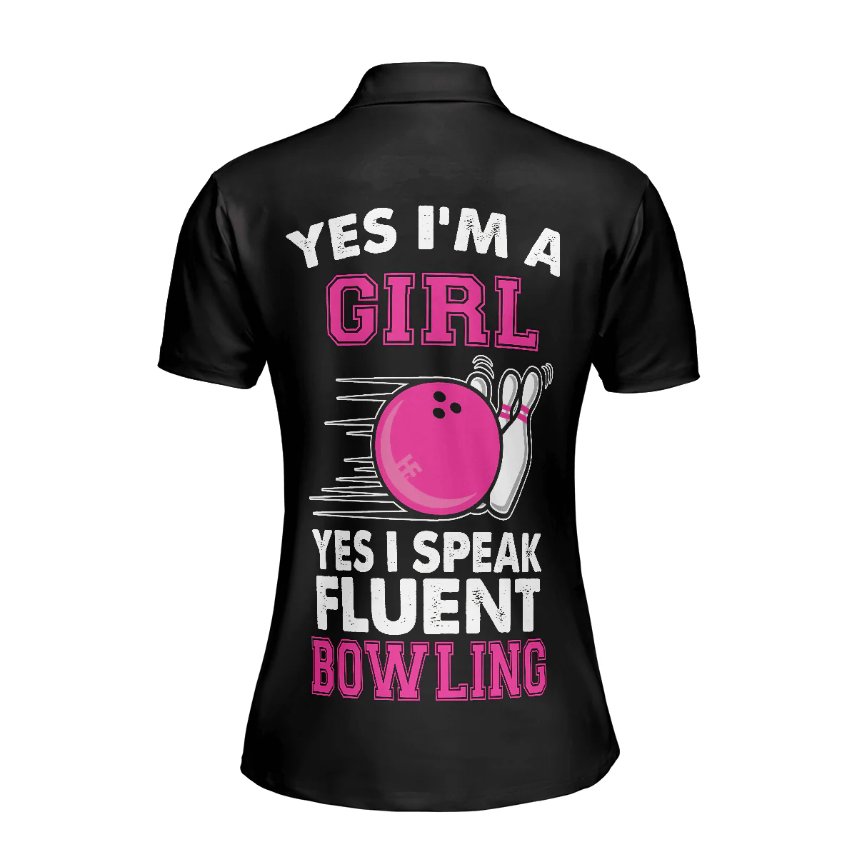 Bowling Women Polo Shirts - Yes I'm A Girl Yes I Speak Fluent Bowling Women Polo Shirt, Skull Bowling Shirt With Sayings - Perfect Gift For Women - Image 3