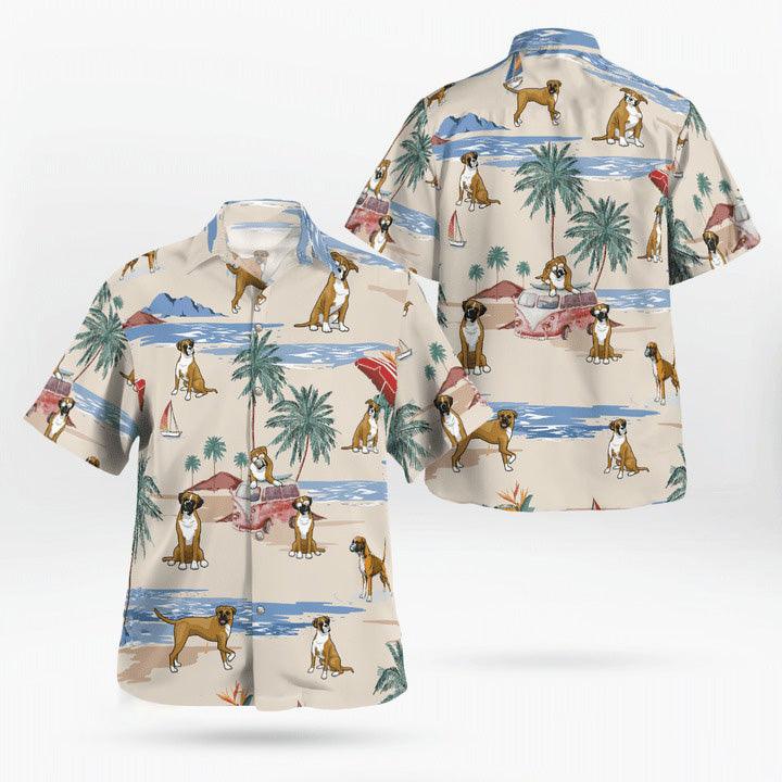 Boxer Aloha Hawaiian Shirt, Boxer Beach Pattern Hawaiian Shirt, Boxer Aloha Shirt For Summer - Perfect Gift For Men, Women, Dog Lover, Friend, Family