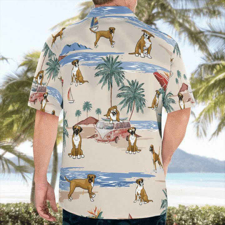 Boxer Aloha Hawaiian Shirt, Boxer Beach Pattern Hawaiian Shirt, Boxer Aloha Shirt For Summer - Perfect Gift For Men, Women, Dog Lover, Friend, Family - Image 3