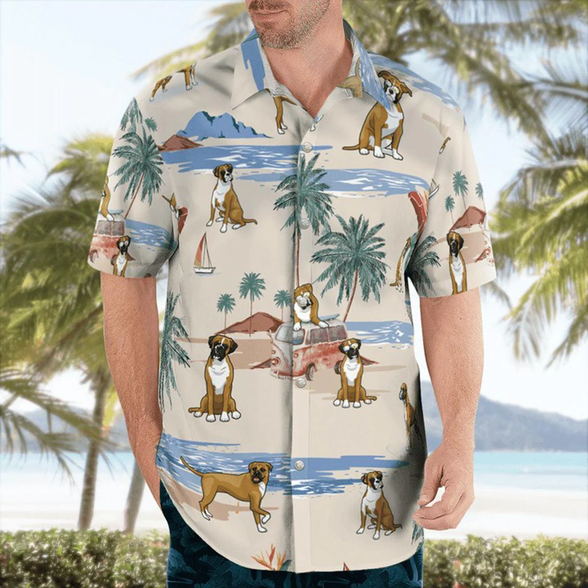 Boxer Aloha Hawaiian Shirt, Boxer Beach Pattern Hawaiian Shirt, Boxer Aloha Shirt For Summer - Perfect Gift For Men, Women, Dog Lover, Friend, Family - Image 4