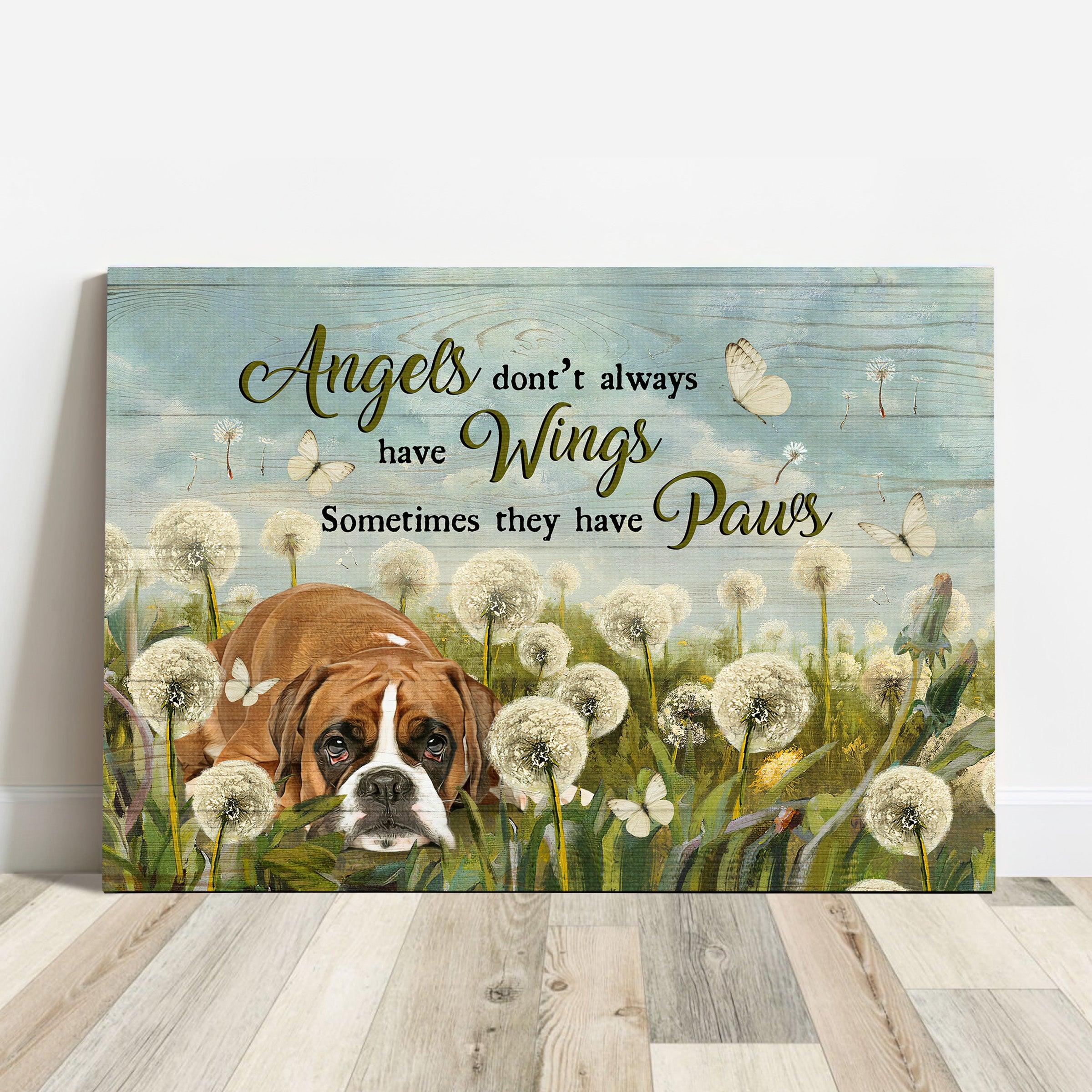 Boxer Premium Wrapped Landscape Canvas - Boxer Painting, Dandelion Field, Angels Don't Always Have Wings - Perfect Gift For Boxer Lovers - Image 2