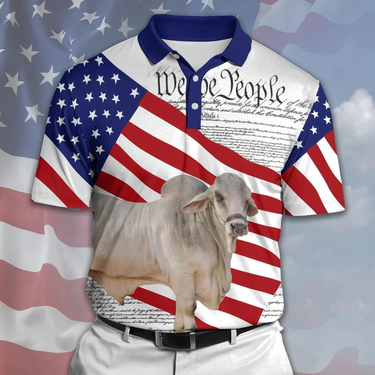 Brahman Men Polo Shirts For Summer - Brahman States Of America Polo Shirts For Men - Perfect Gift For Brahman Lovers, Cattle Lovers - Image 2