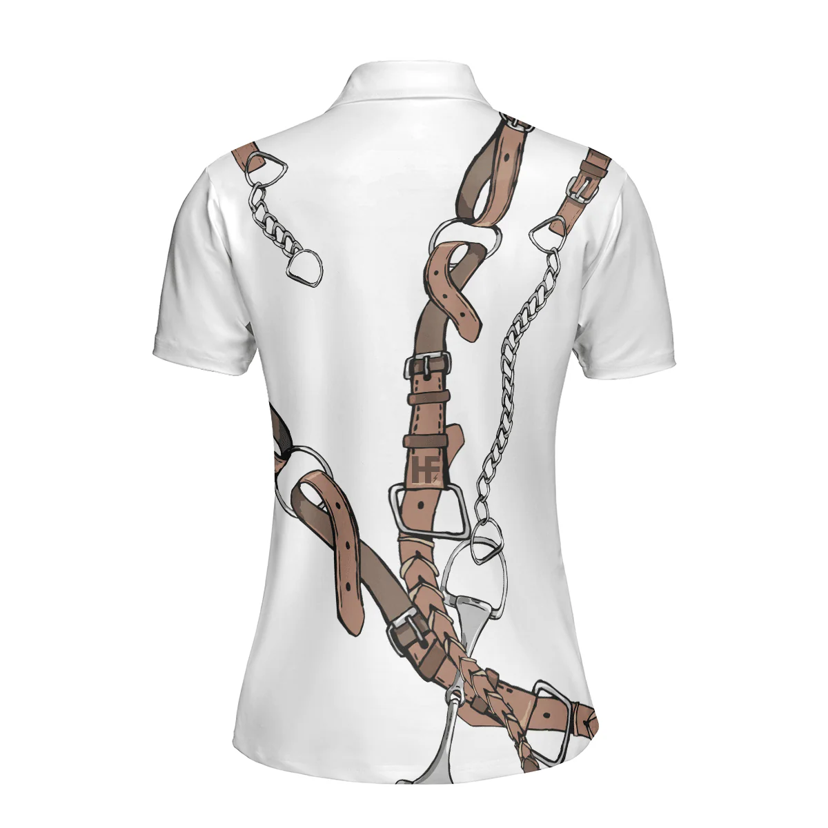 Bridle Print In White Women Polo Shirt, Polo Shirts For Ladies, Cool Female Gift - Image 5