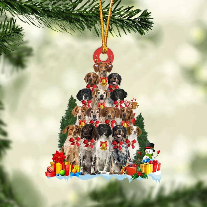 Brittany Acrylic Christmas Ornament, Brittany Dog Christmas Tree & Gift Acrylic Ornament for Dog Lover, Christmas, New Year