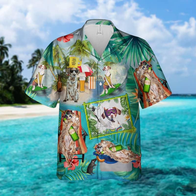 Brittany Hawaiian Shirt, Brittany Surfing Hawaiian Shirt For Men - Perfect Gift For Brittany Lovers, Husband, Boyfriend, Friend, Family - Image 2