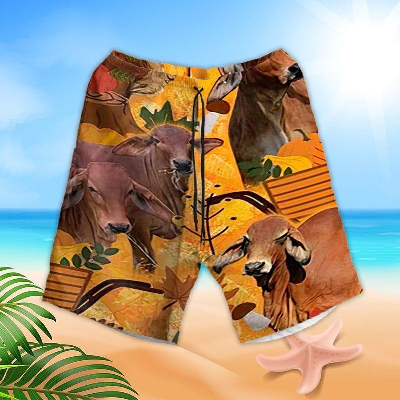 Brown Cow Aloha Hawaiian Shirt - Autumn Pumpkin Hawaiian Shirt, Autumn Leaves Hawaiian Shirt For Men & Women, Cow Lover - Image 2