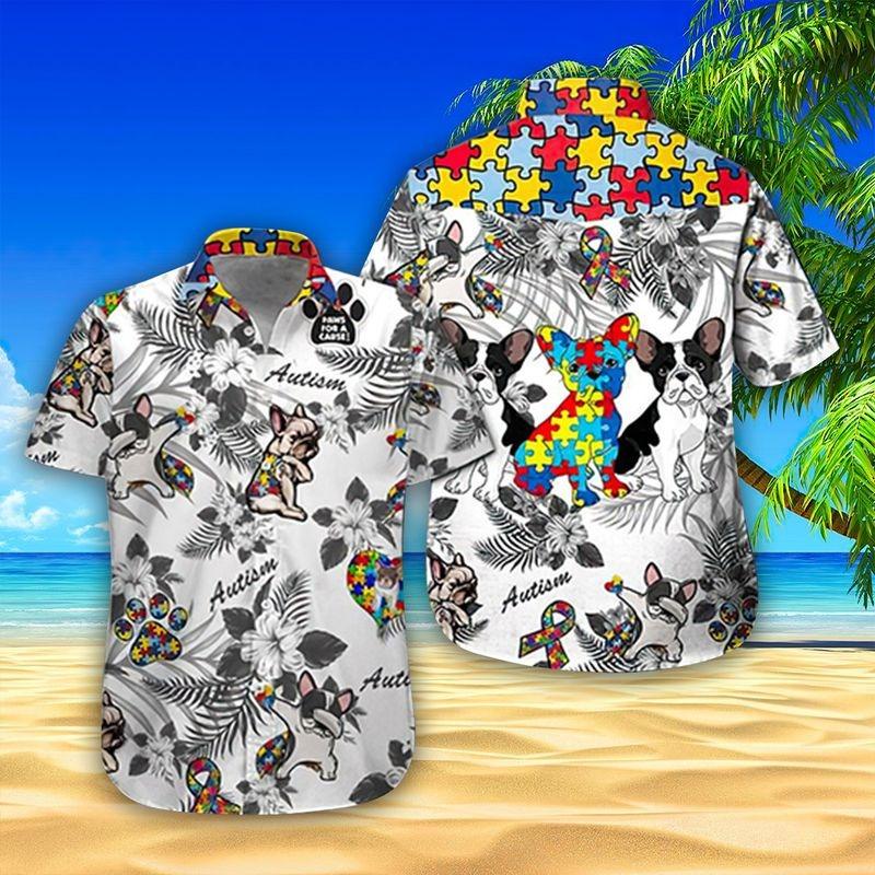 Bull Dog Aloha Hawaiian Shirt - Tropical Leaves Hawaiian Shirt, Funny Bull Dog Hawaiian Shirt - Perfect Gift For Men & Women, Bull Dog Lover - Image 3