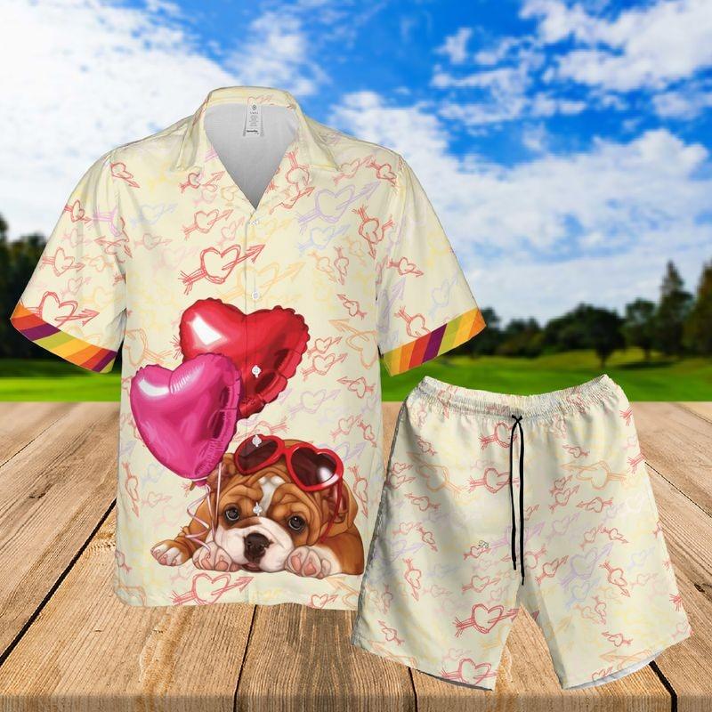 Bull Dog Aloha Hawaiian Shirt - Valentine Bull Dog Hawaiian Shirt, At Least My Dog Loves Me Hawaiian Shirt For Men & Women, Bull Dog Lover - Image 3