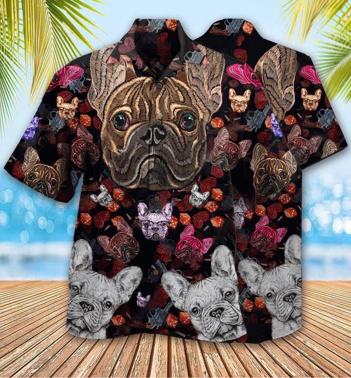 Bulldog Aloha Hawaii Shirt - Bulldog Embroidery Cool Hawaiian Shirt For Summer - Perfect Gift For Dog Lovers, Friend, Family