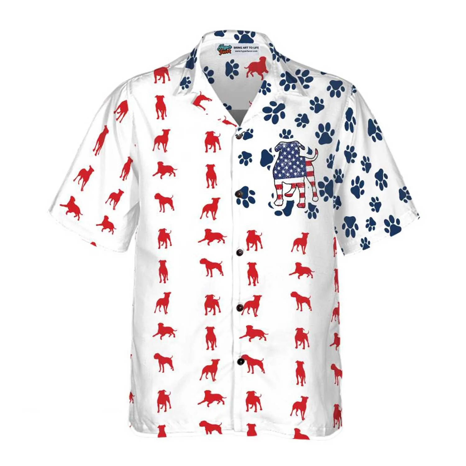Bulldog Aloha Hawaiian Shirts For Summer, Bulldogs American Flag Hawaiian Shirt For Men Women, Gift For Dog Lovers, 4th Of July Apparel - Image 3